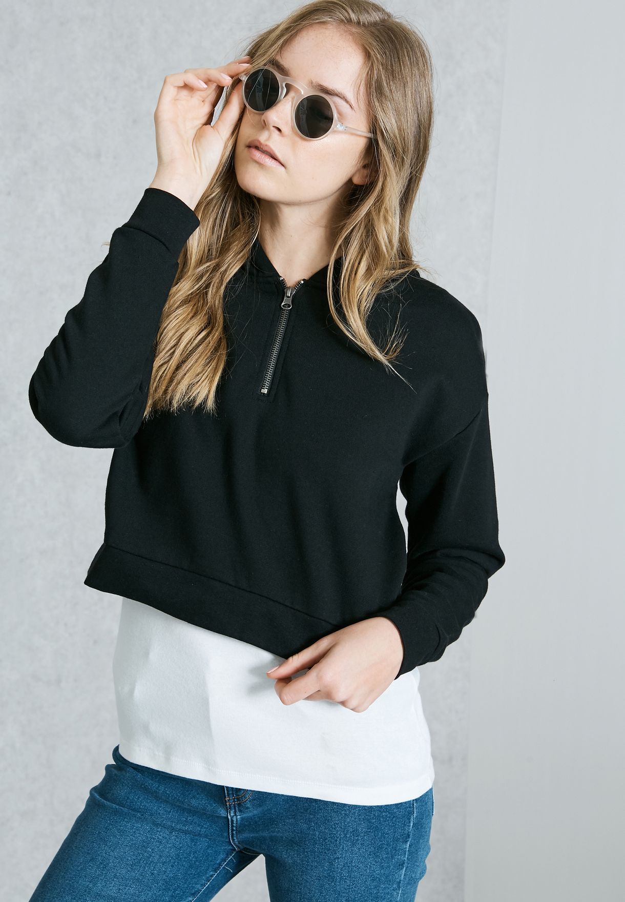 forever 21 black cropped hoodie