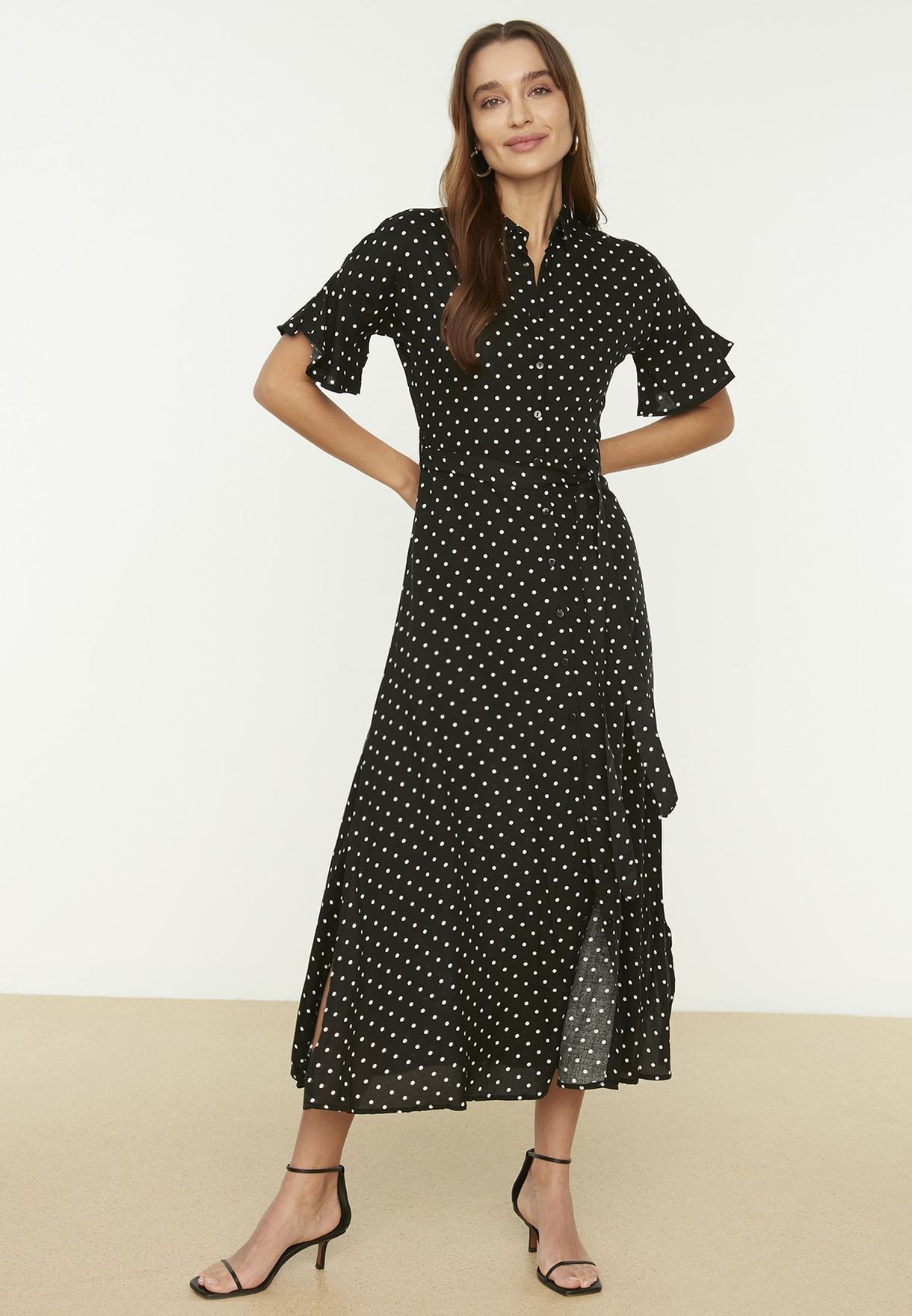 polka dot split dress