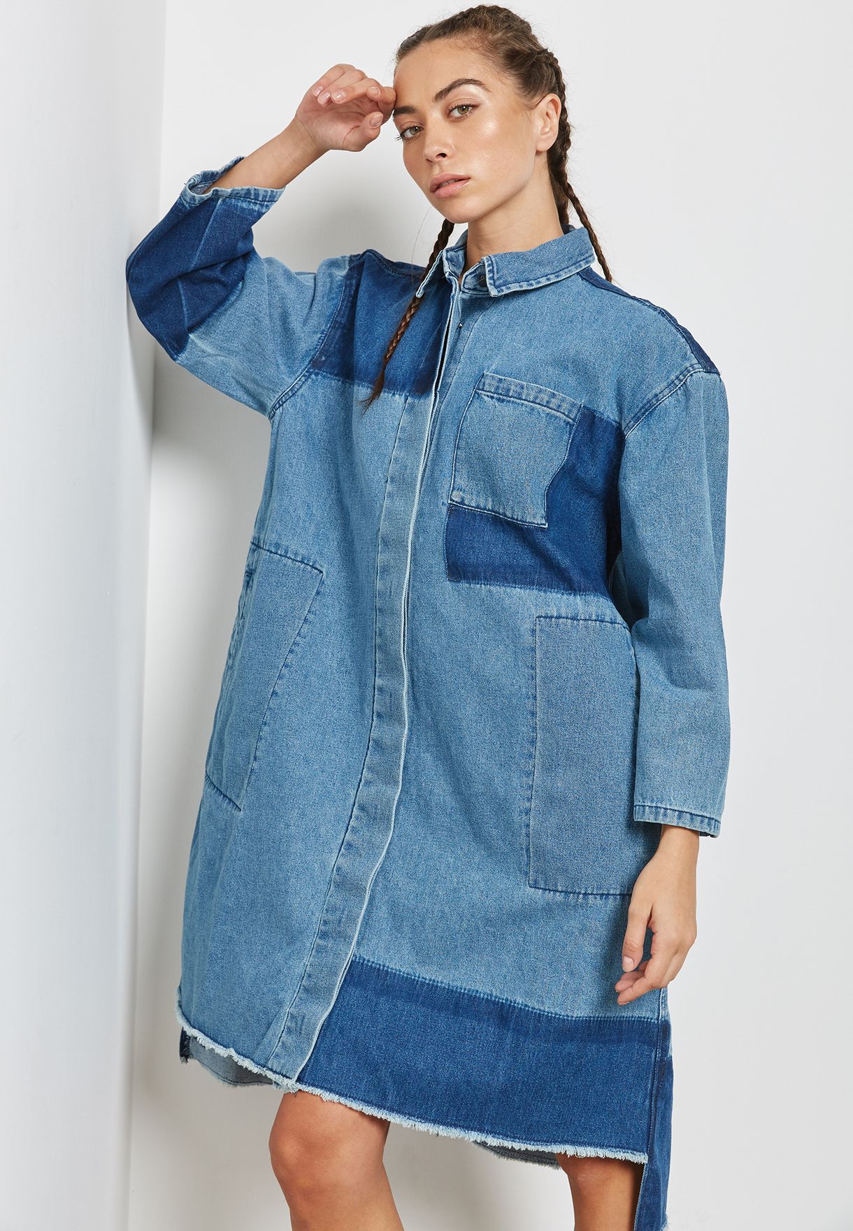 hi low denim shirt dress