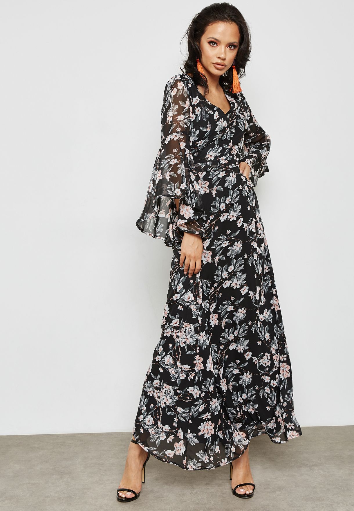 mela black floral dress