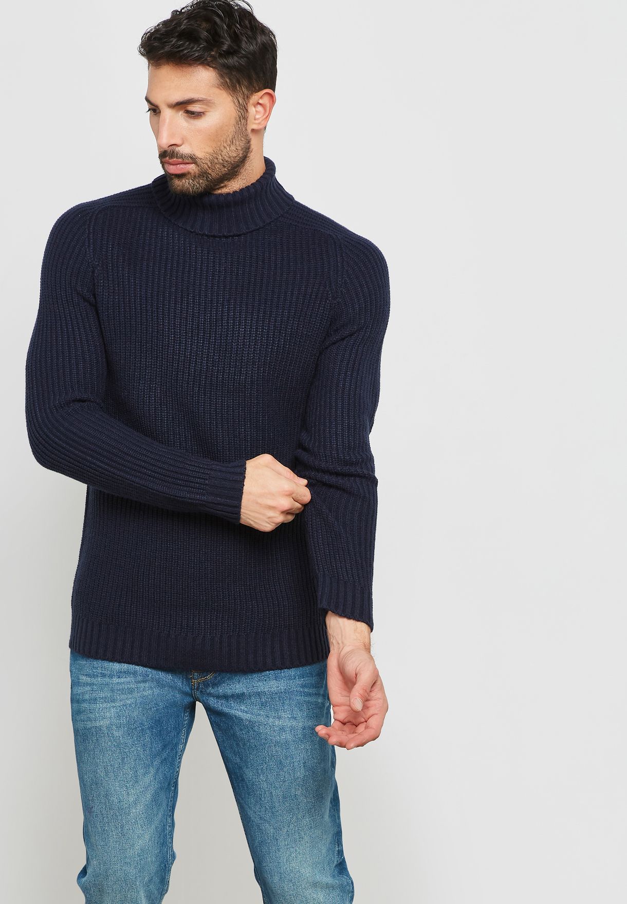 mens ribbed roll neck jumper