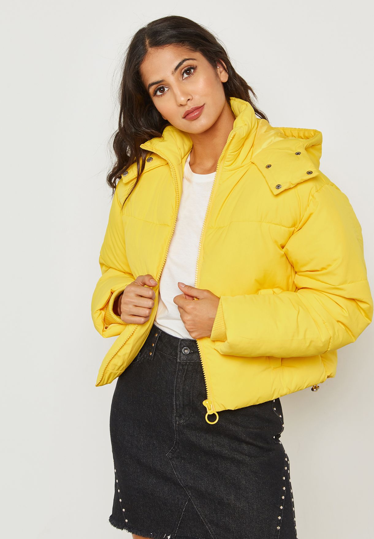 Buy Topshop yellow Hooded Puffer Jacket 