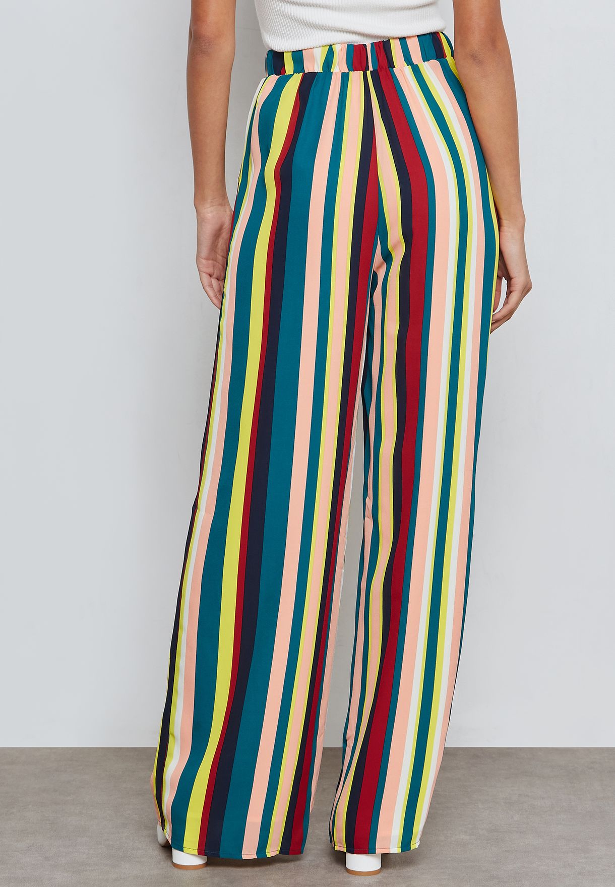 multicolor striped palazzo pants