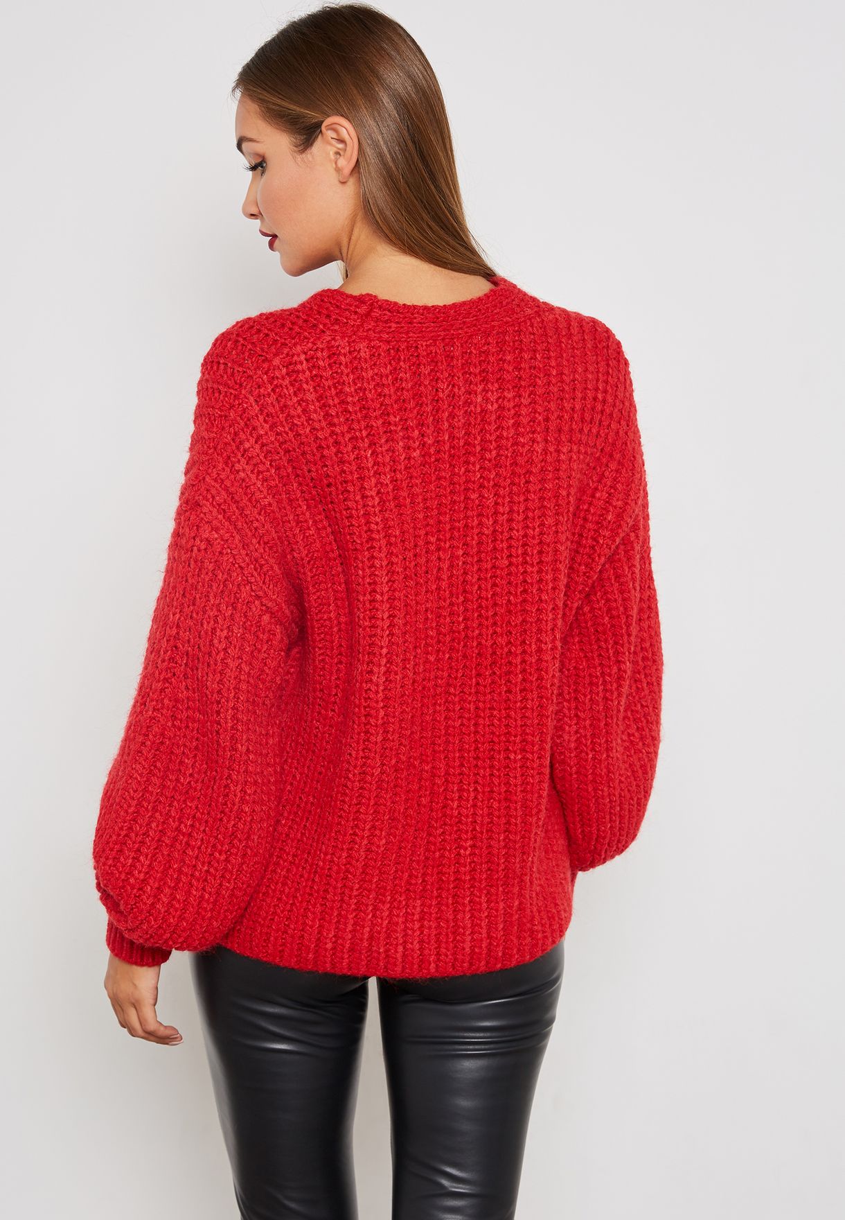 mango red cable knit cardigan