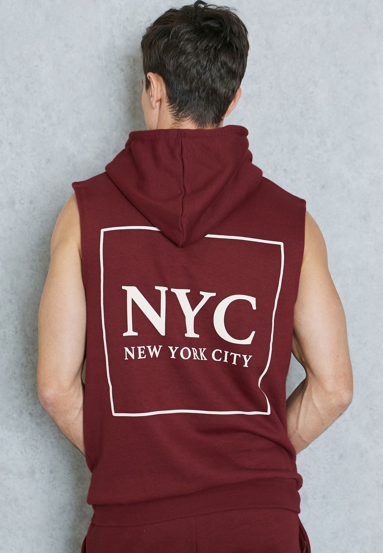 maroon sleeveless hoodie