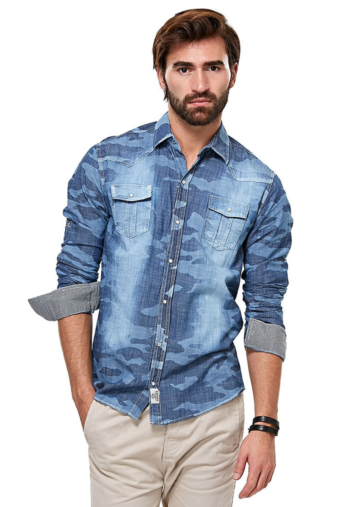 camo denim shirt mens