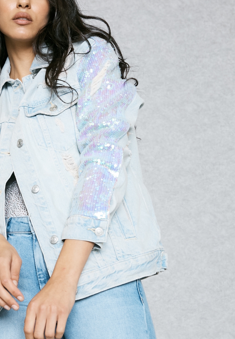 SEQUIN JEANS JACKET GUESS