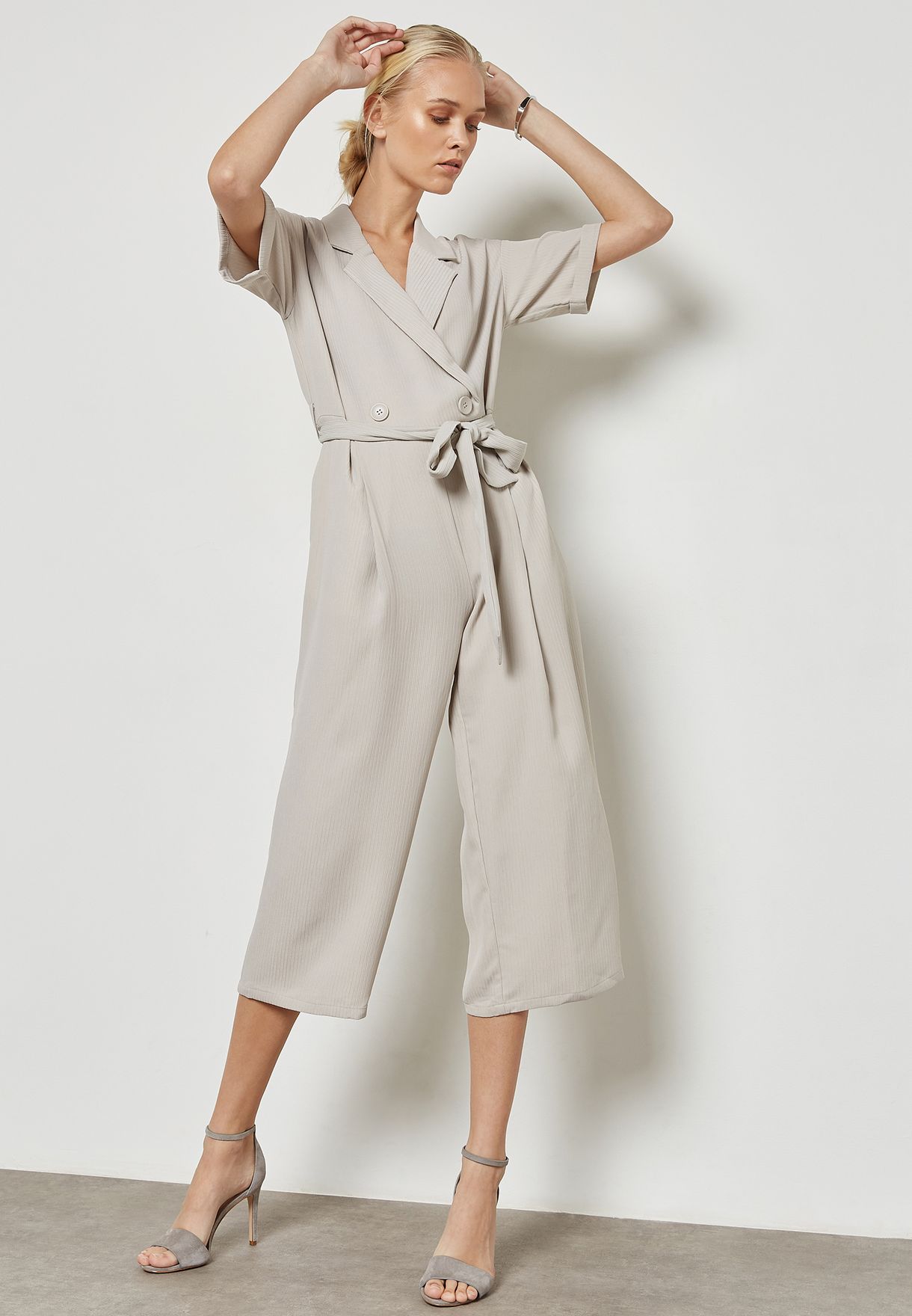 beige culotte jumpsuit