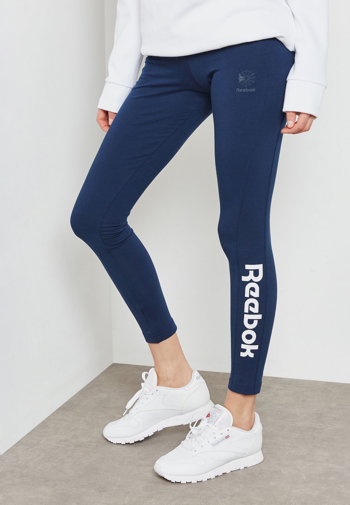 navy reebok leggings