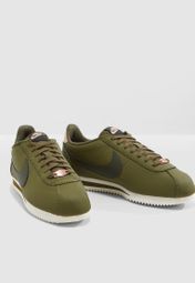 nike cortez green leather