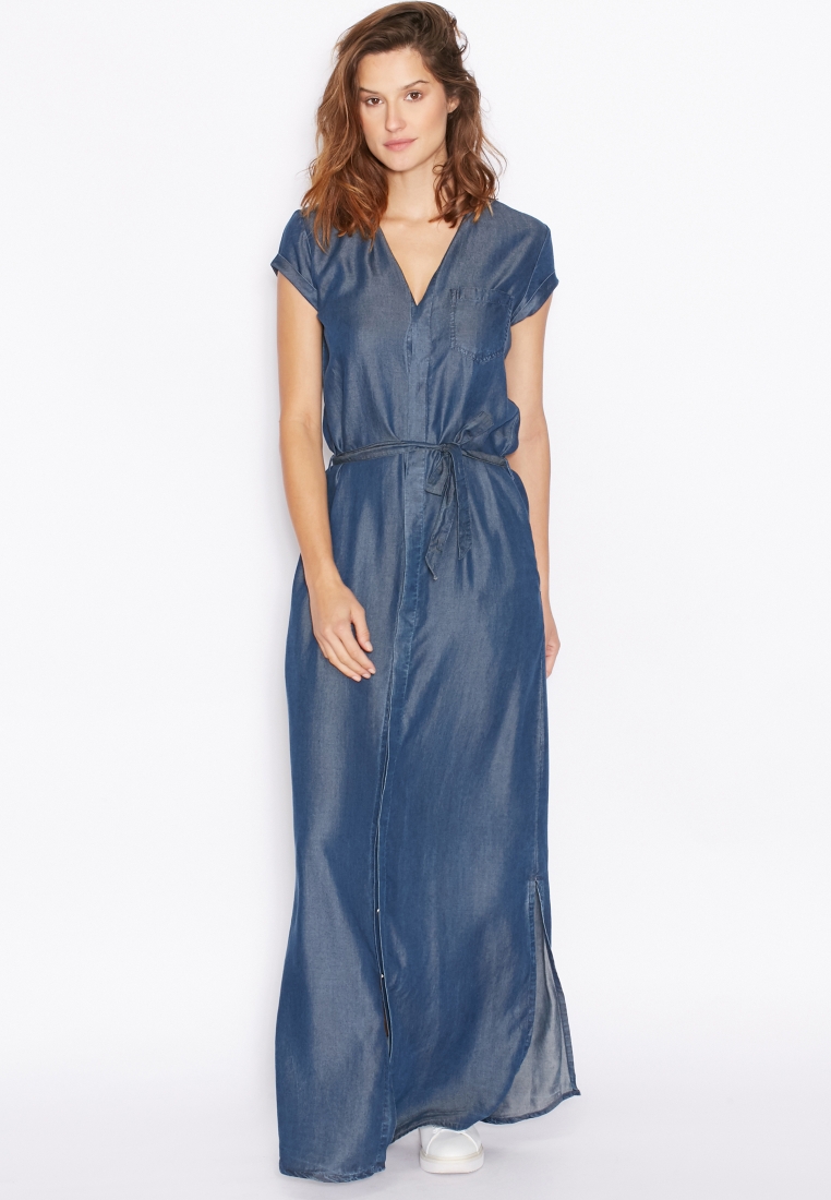 Buy Mango blue Denim Maxi Dress for Women in MENA Worldwide