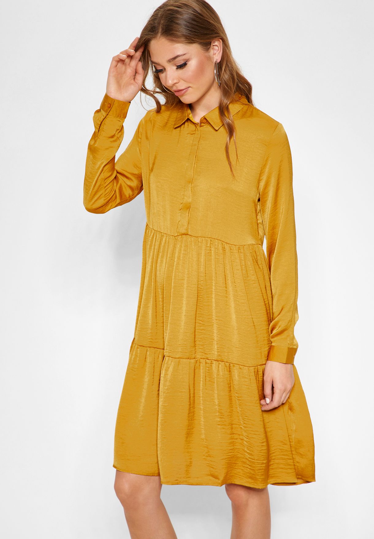 tiered shirt dress