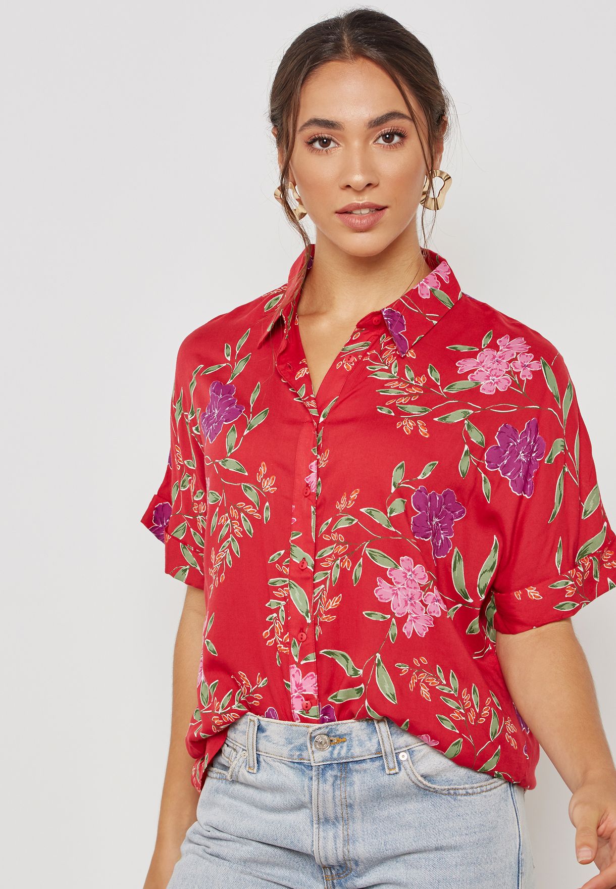 floral dress shirt womens