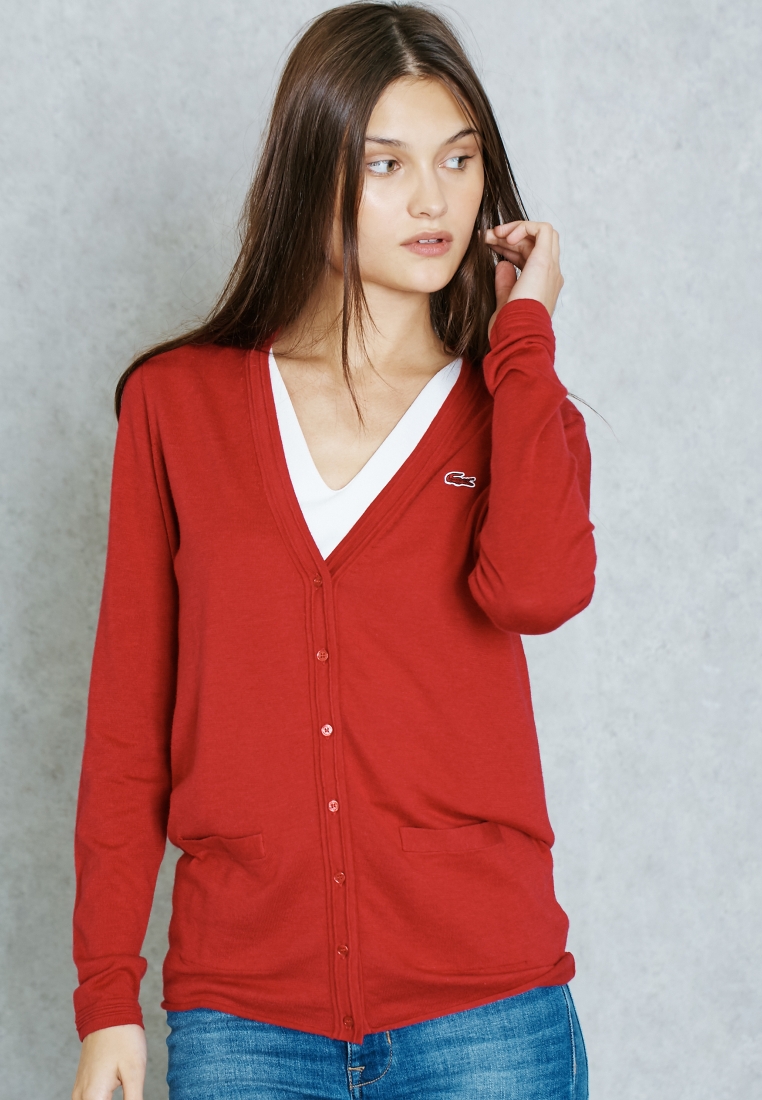Buy Lacoste red Pocket Cardigan for Women in Worldwide