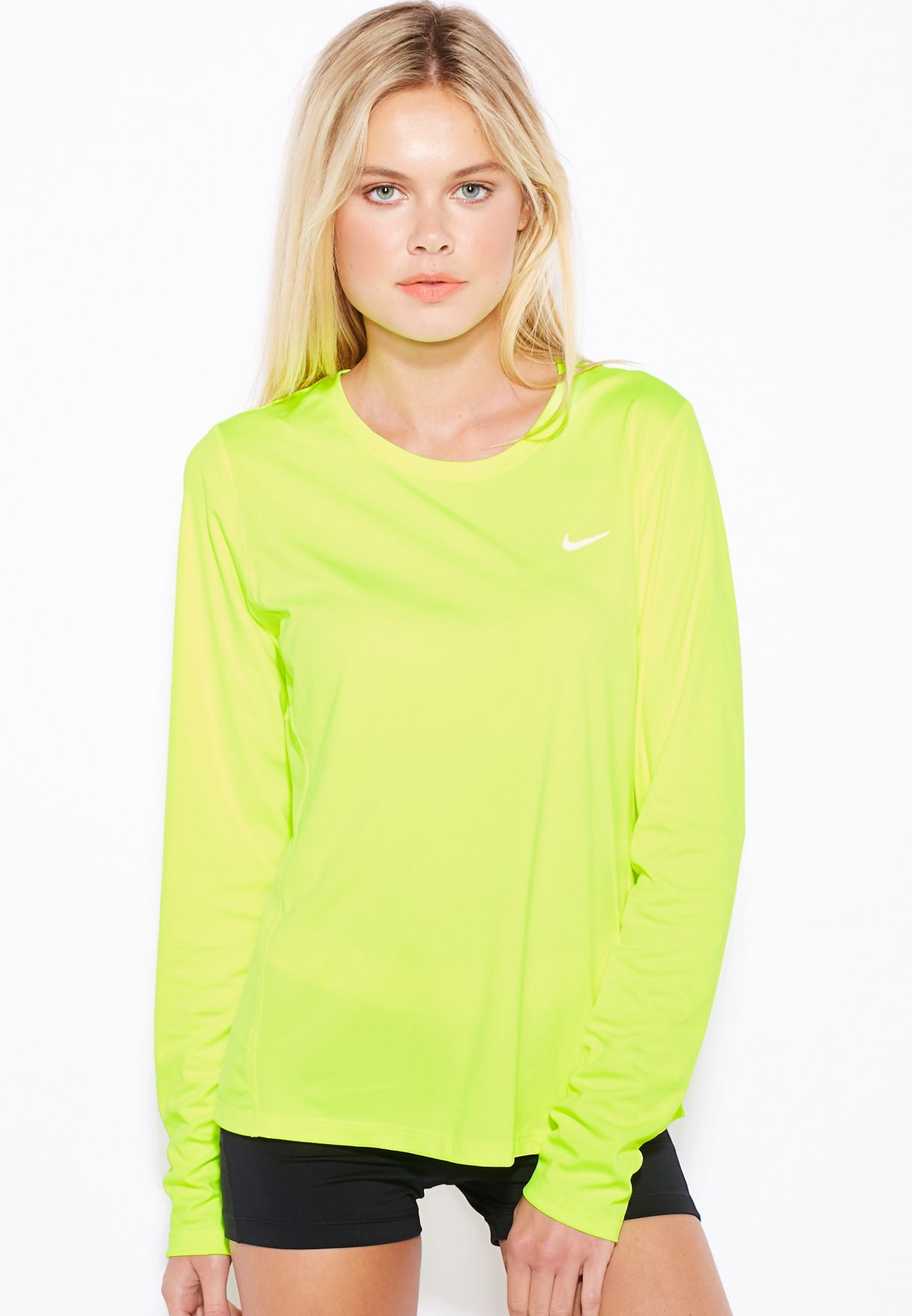 Buy Nike neon Dri-Fit Miler T-Shirt for 
