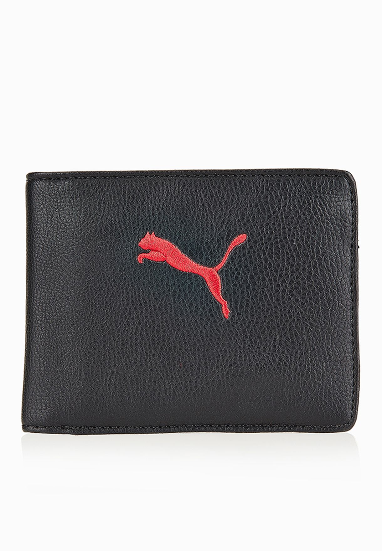 puma black leather wallet