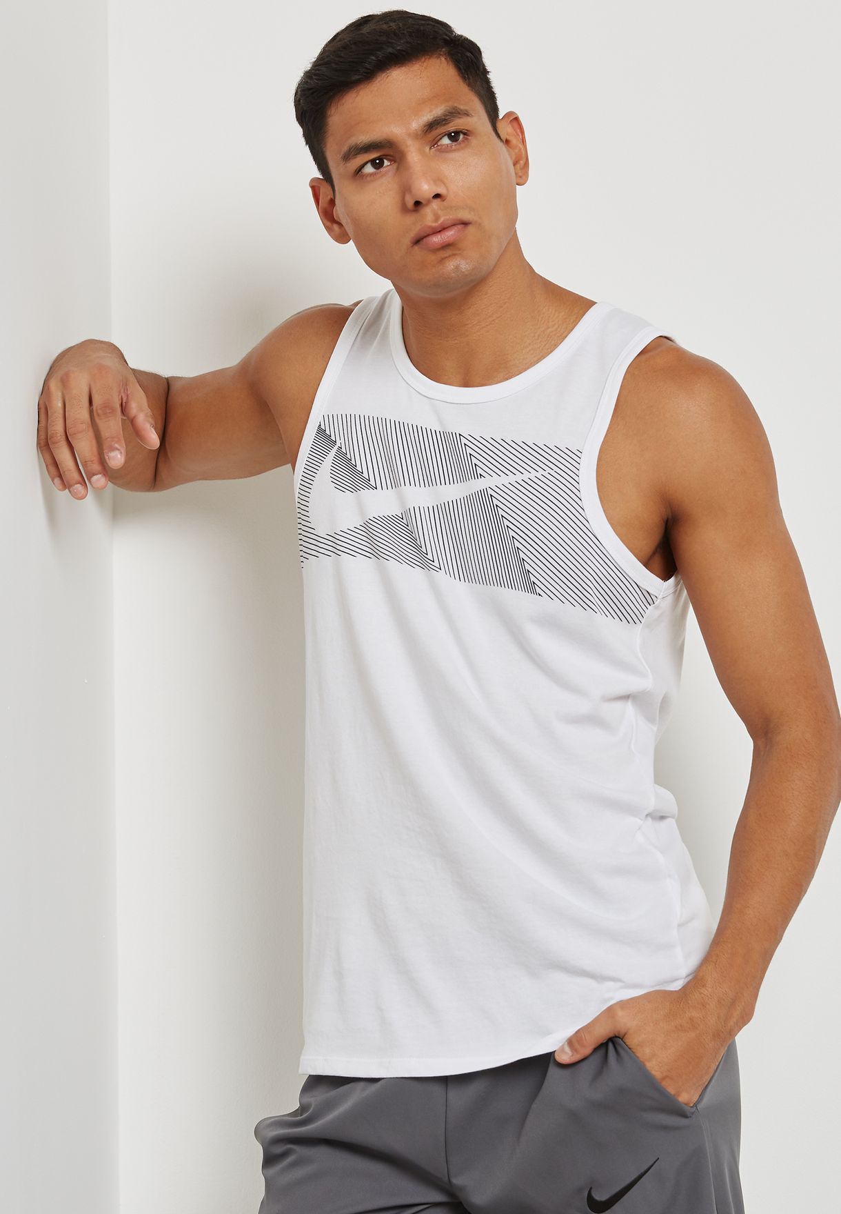 Buy Nike White Dri Fit Swoosh Vest For Men In Mena Worldwide 100
