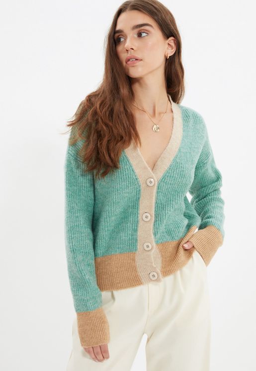 Colorblock Knitted Cardigan