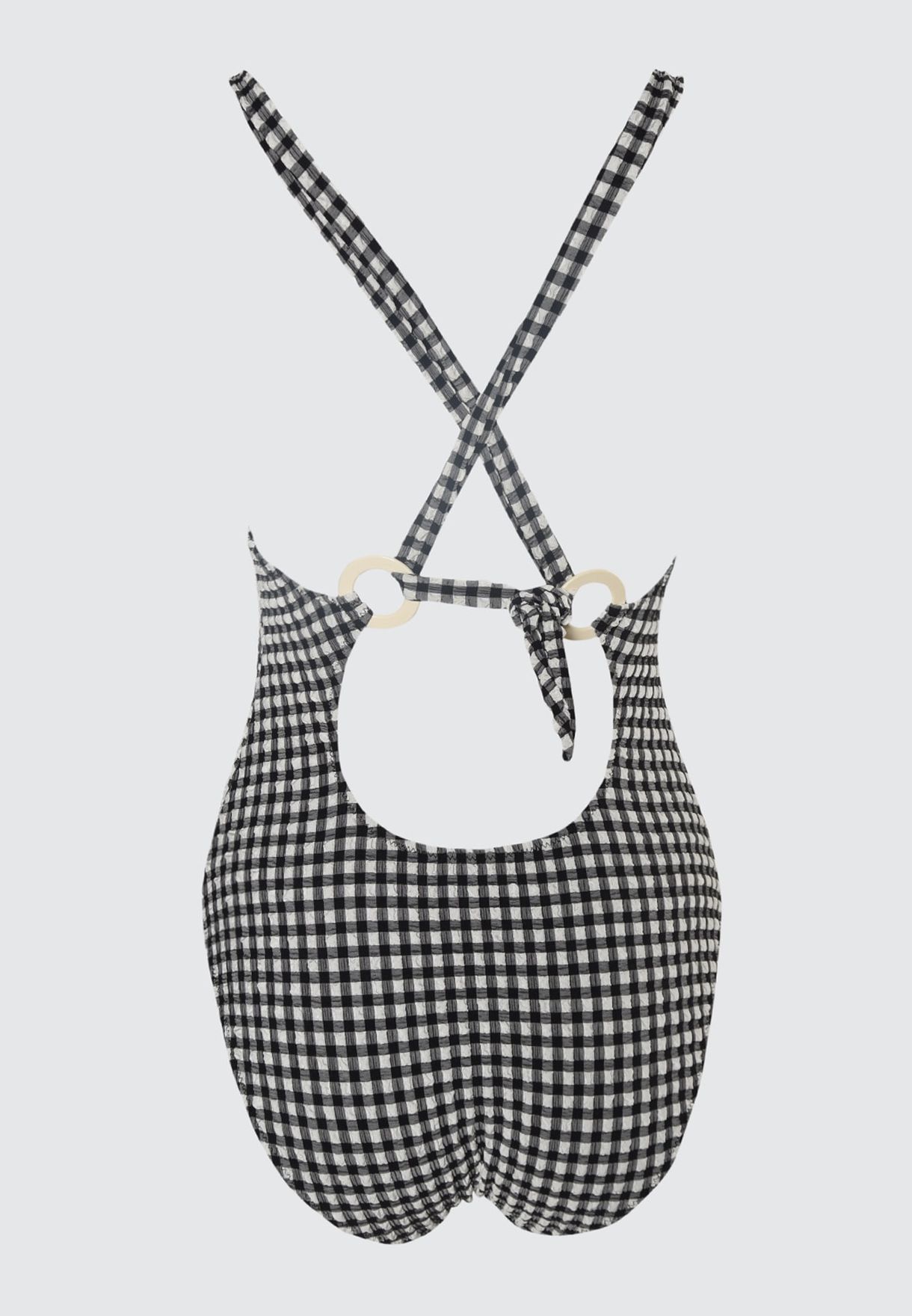 Checked Textured Swimsuit