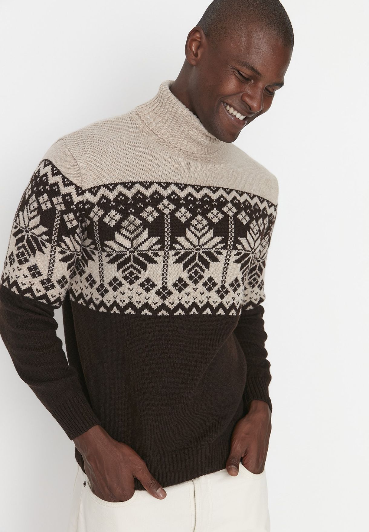 Jacquard Turtle Neck Sweater
