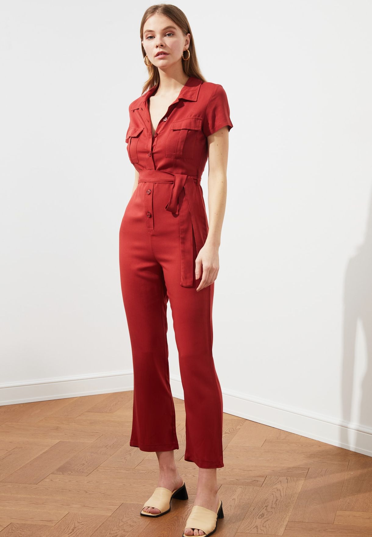 button down jumpsuit