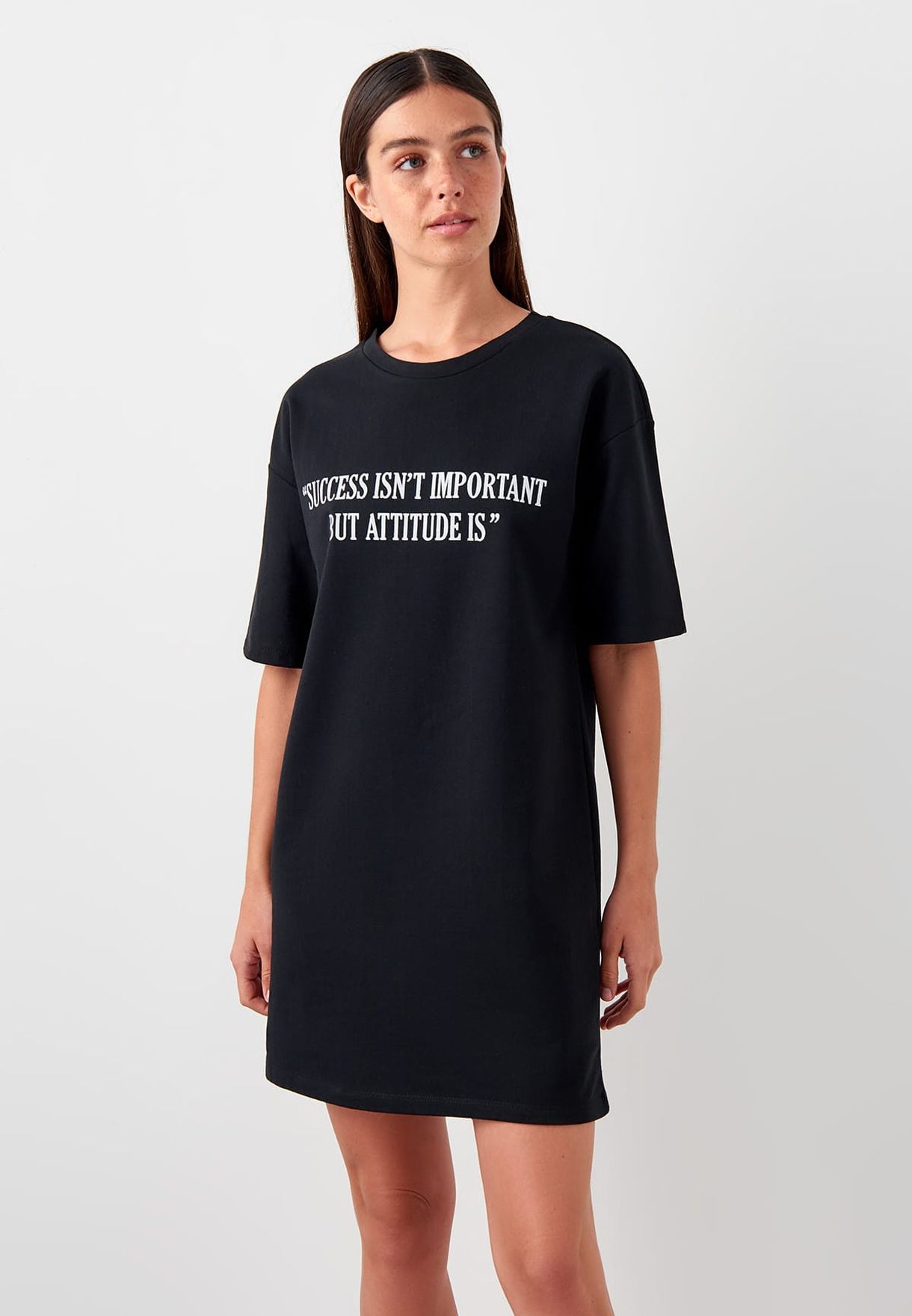 black slogan t shirt dress