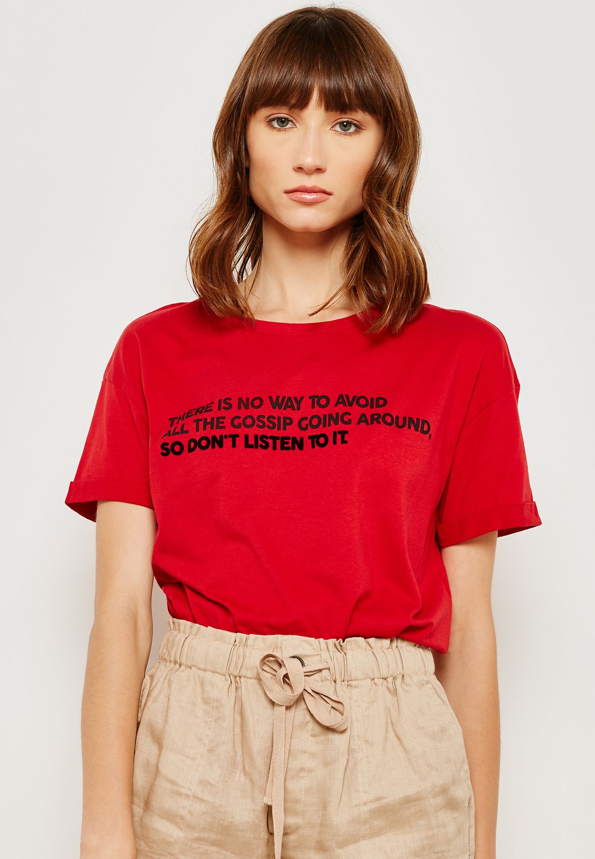 red slogan t shirt