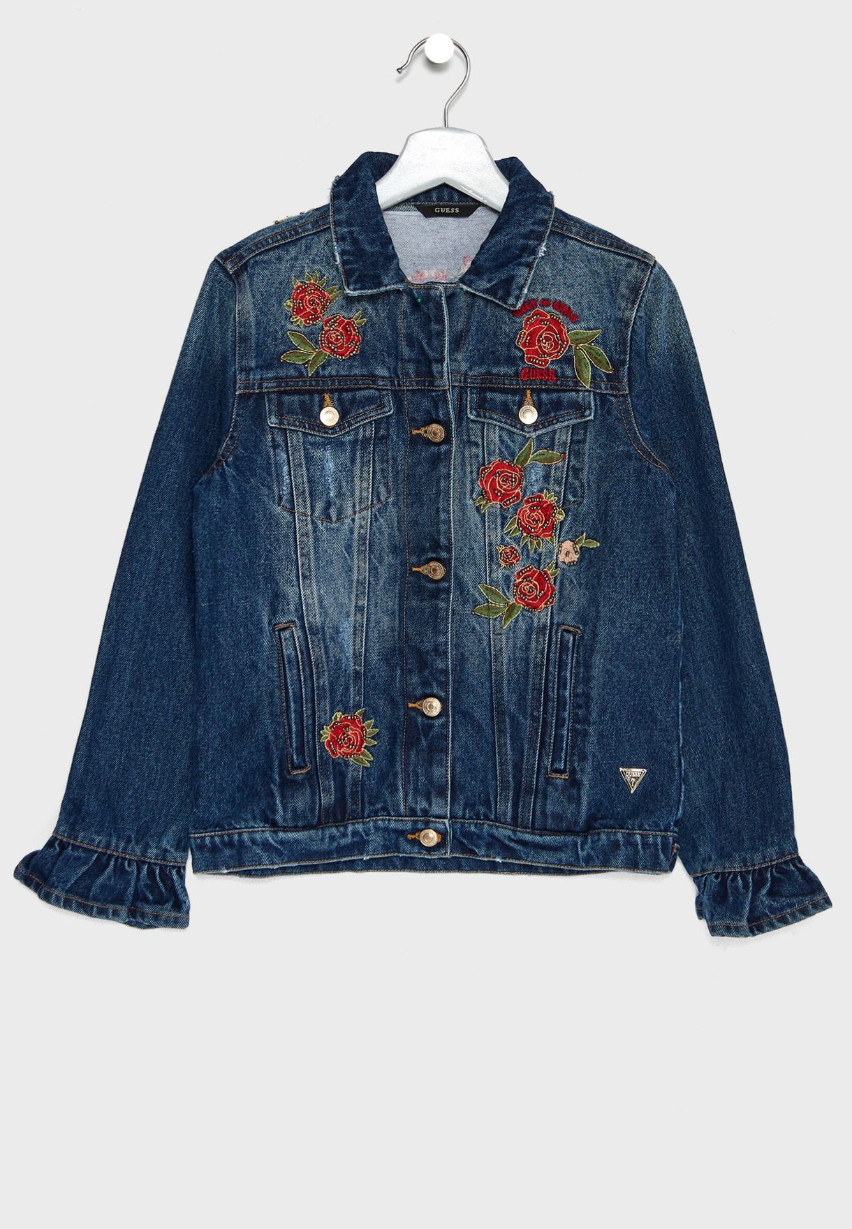 guess embroidered denim jacket
