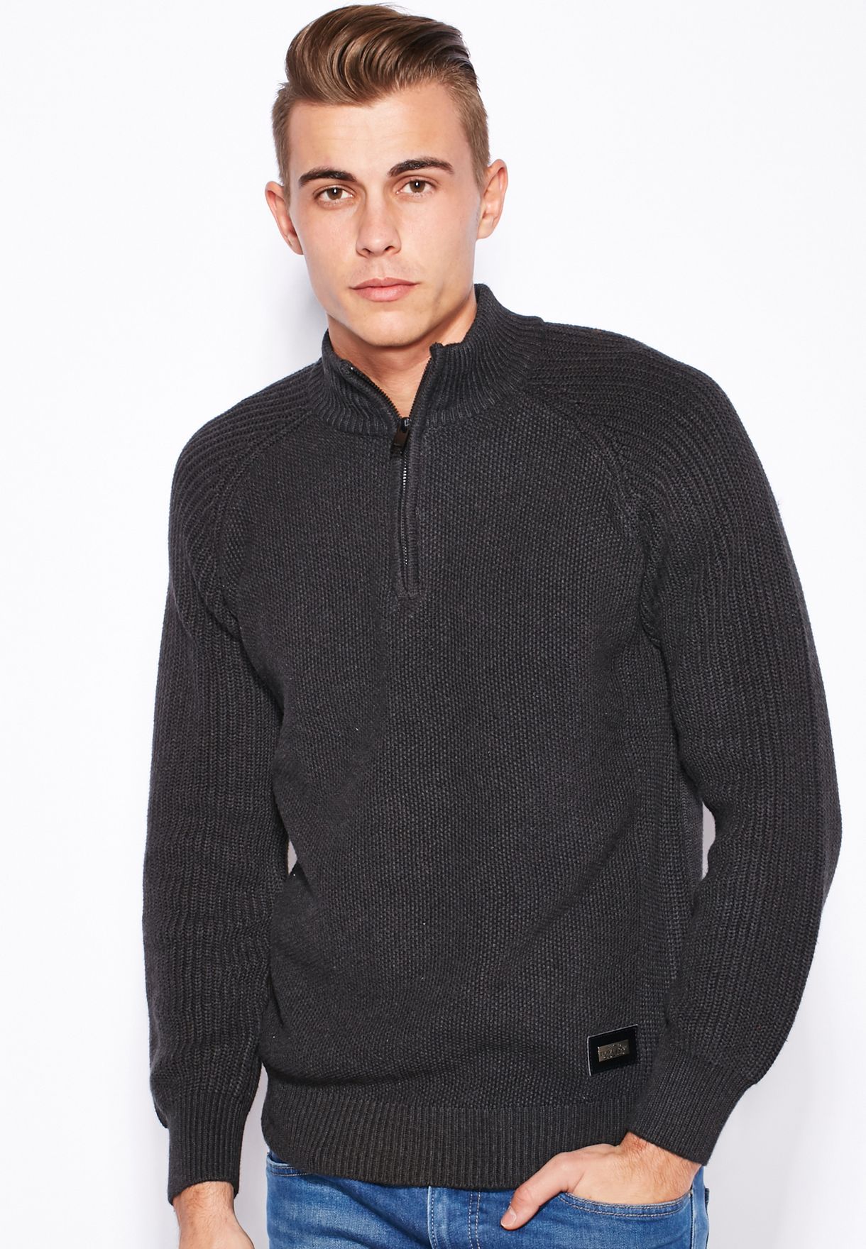 mens high neck zip jumper