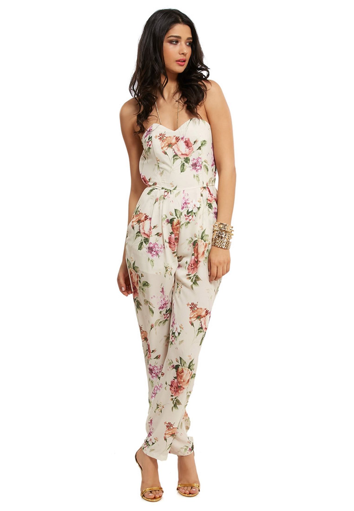 floral bandeau jumpsuit