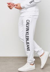 Buy Calvin Klein Jeans white Side Print Logo Sweatpants for Men in MENA,  Worldwide
