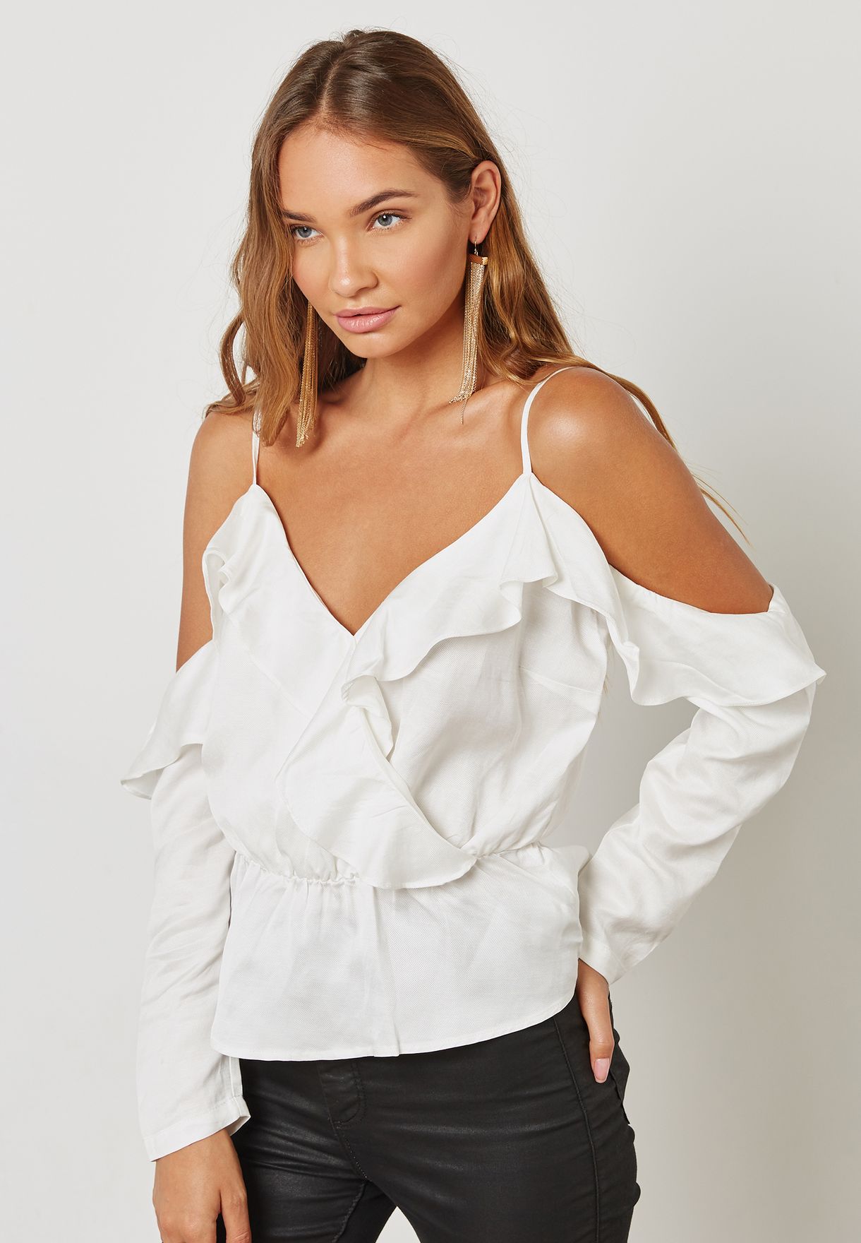 bardot cold shoulder top