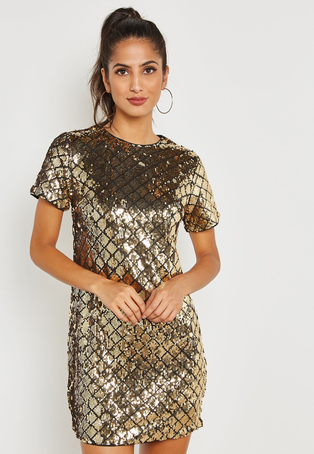 Buy Dorothy Perkins Gold Sequin Shift Dress For Women In Mena Worldwide