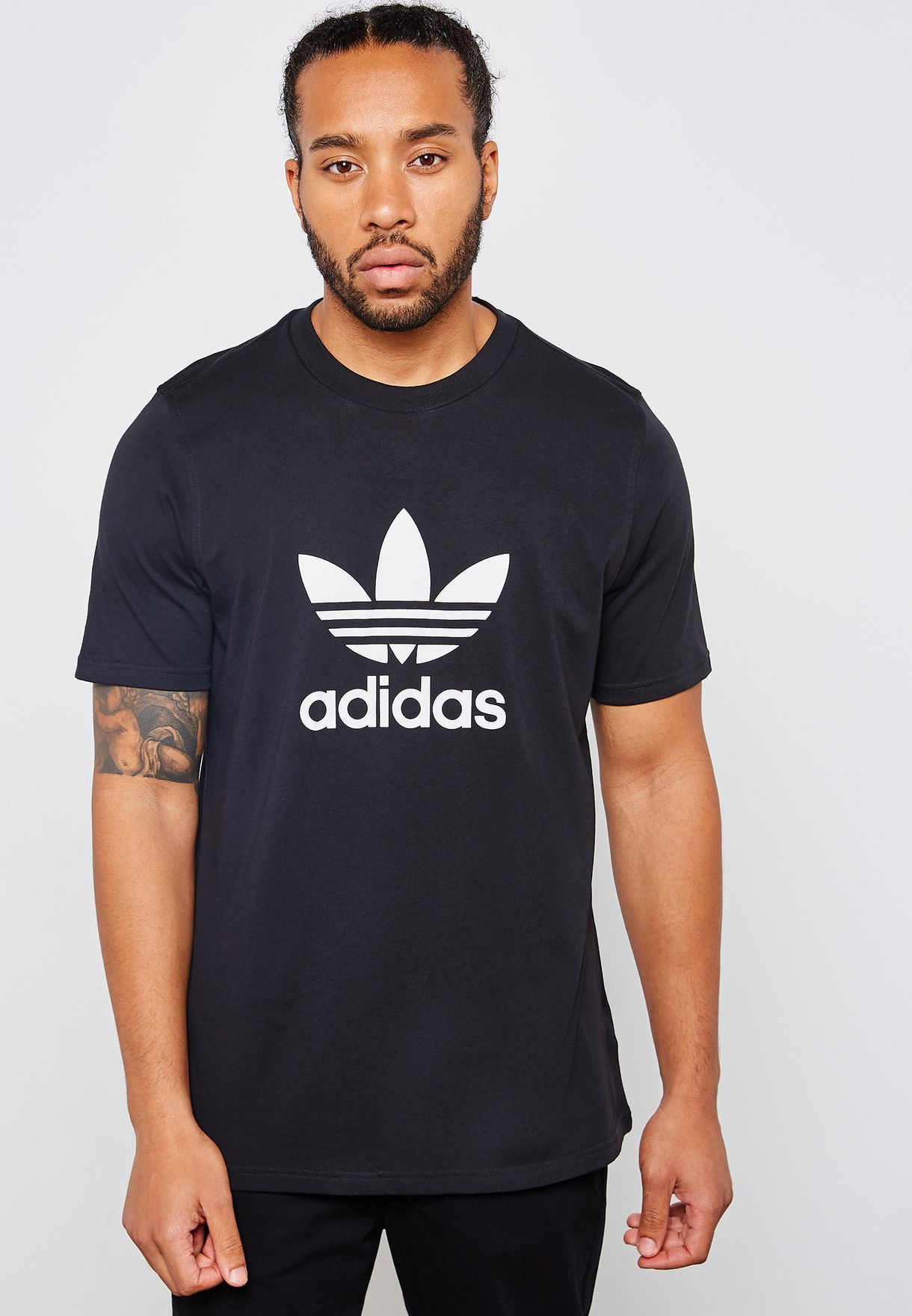 Buy adidas Originals black Trefoil Adicolor Casual Men's T-Shirt for ...