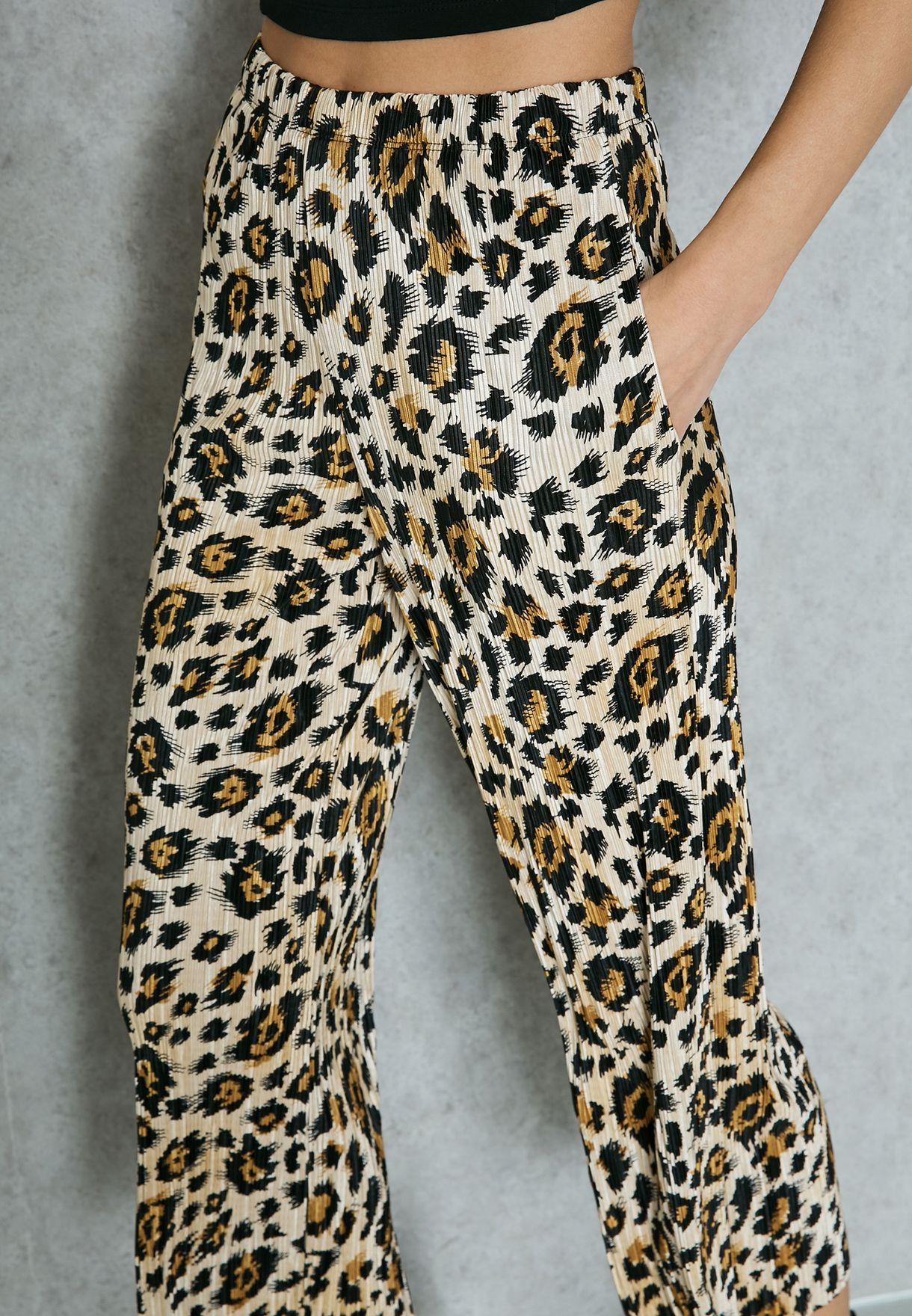 Buy Topshop animalprint Leopard Print Plisse Culottes for Women in MENA ...