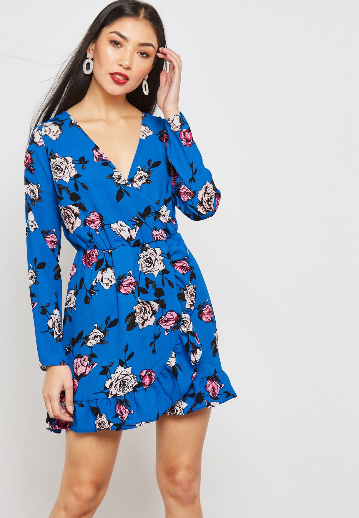 miss selfridge blue floral dress