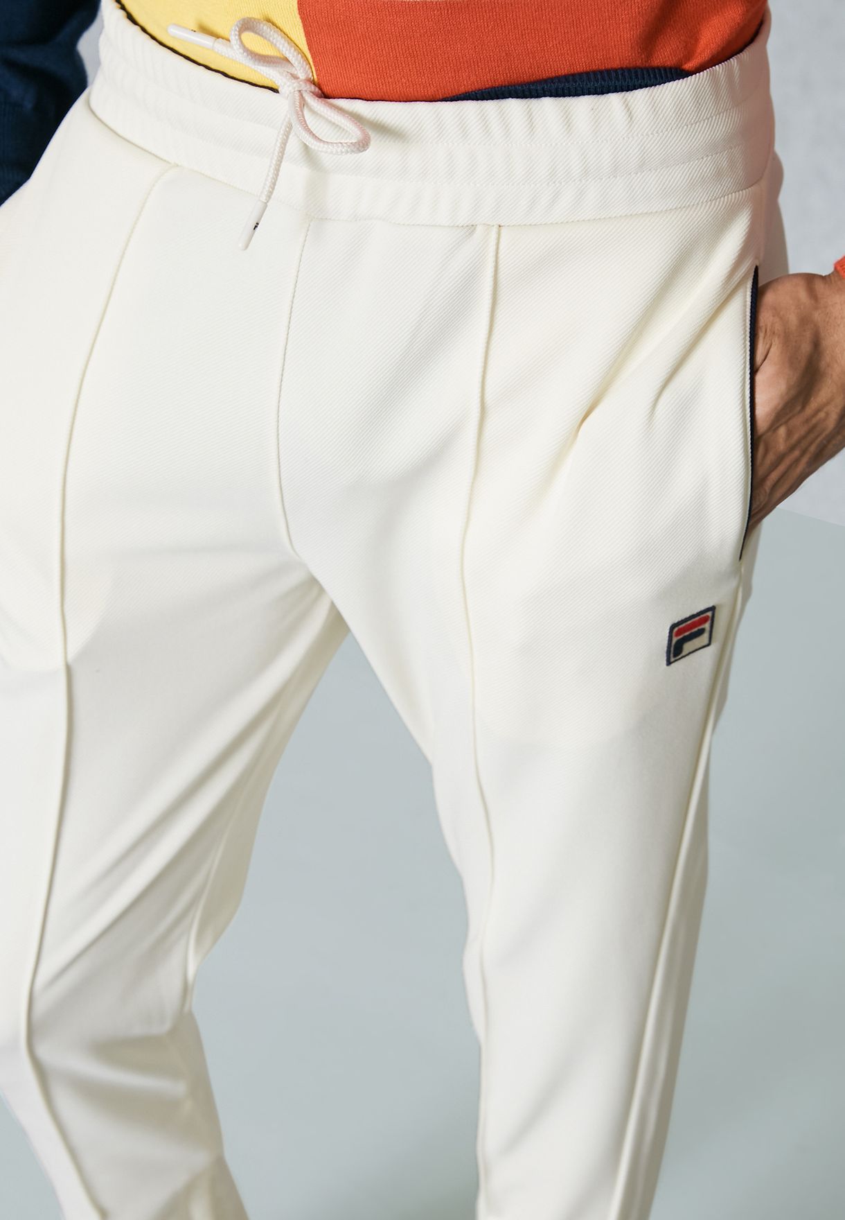 white Molveno Pintuck Slim Track Pants 
