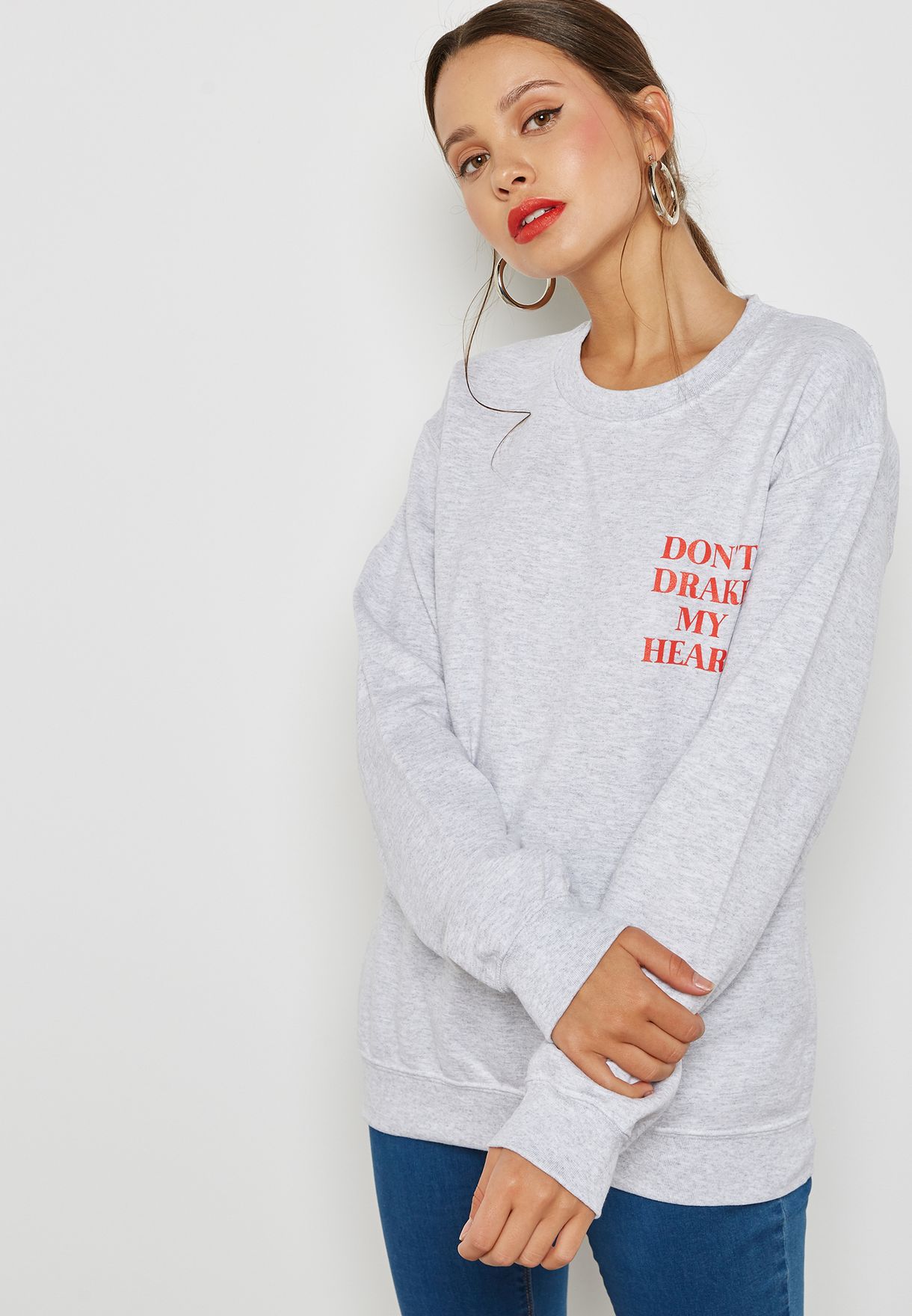 grey slogan sweatshirt