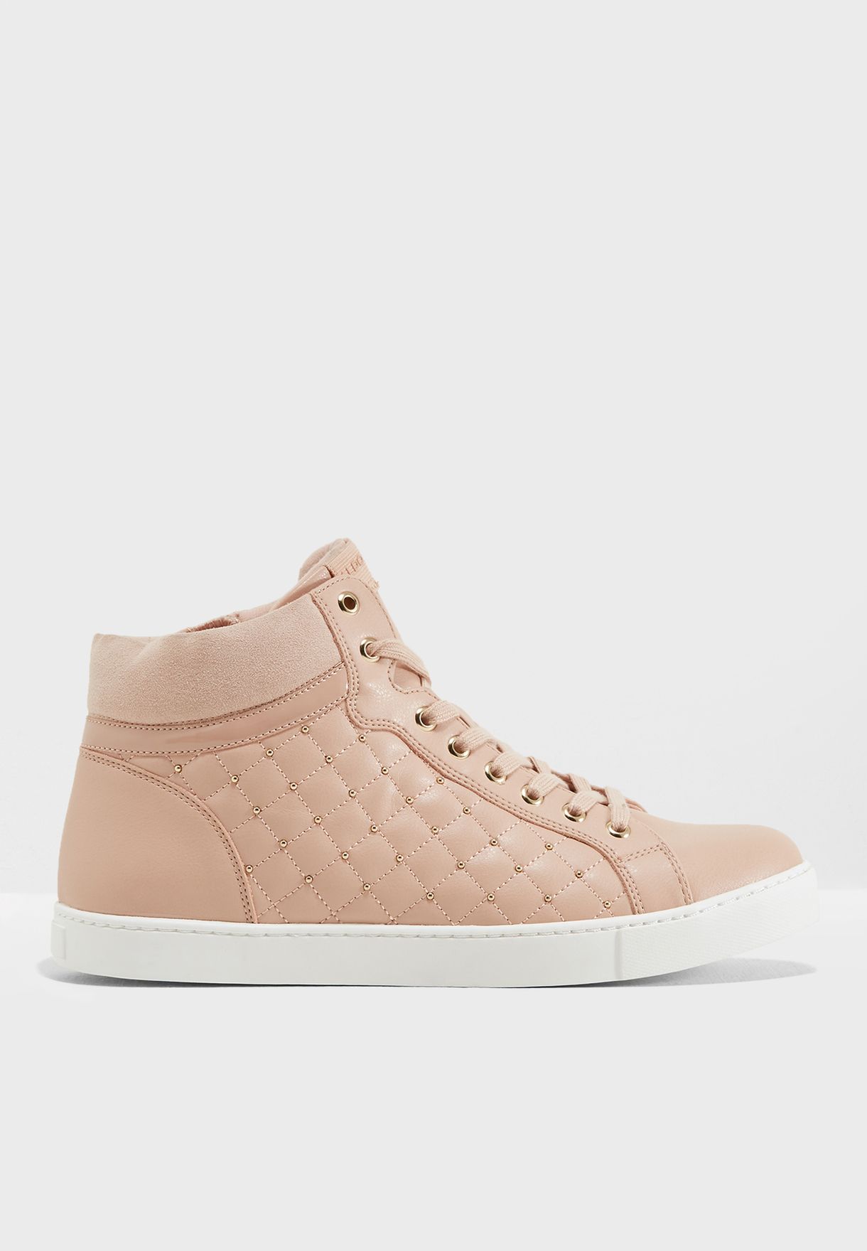 pink quilted sneakers