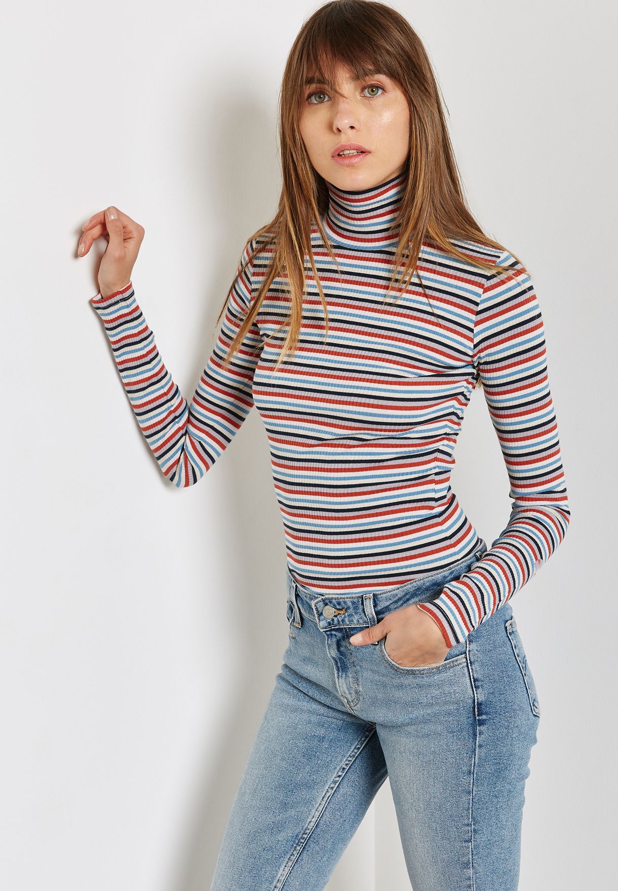 Buy Levis multicolor Roll Neck Striped Long Sleeve T-Shirt for Women in  Manama, Riffa