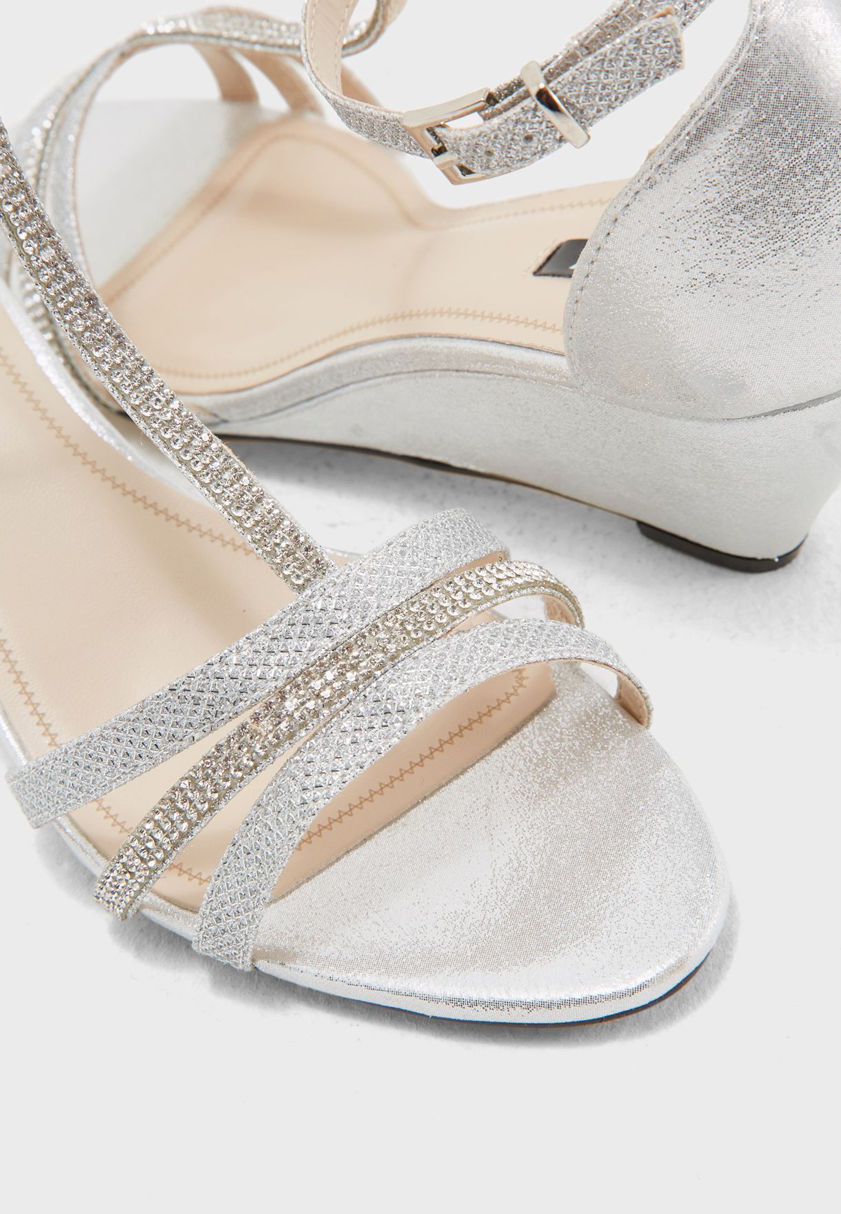 quiz silver diamante wedges