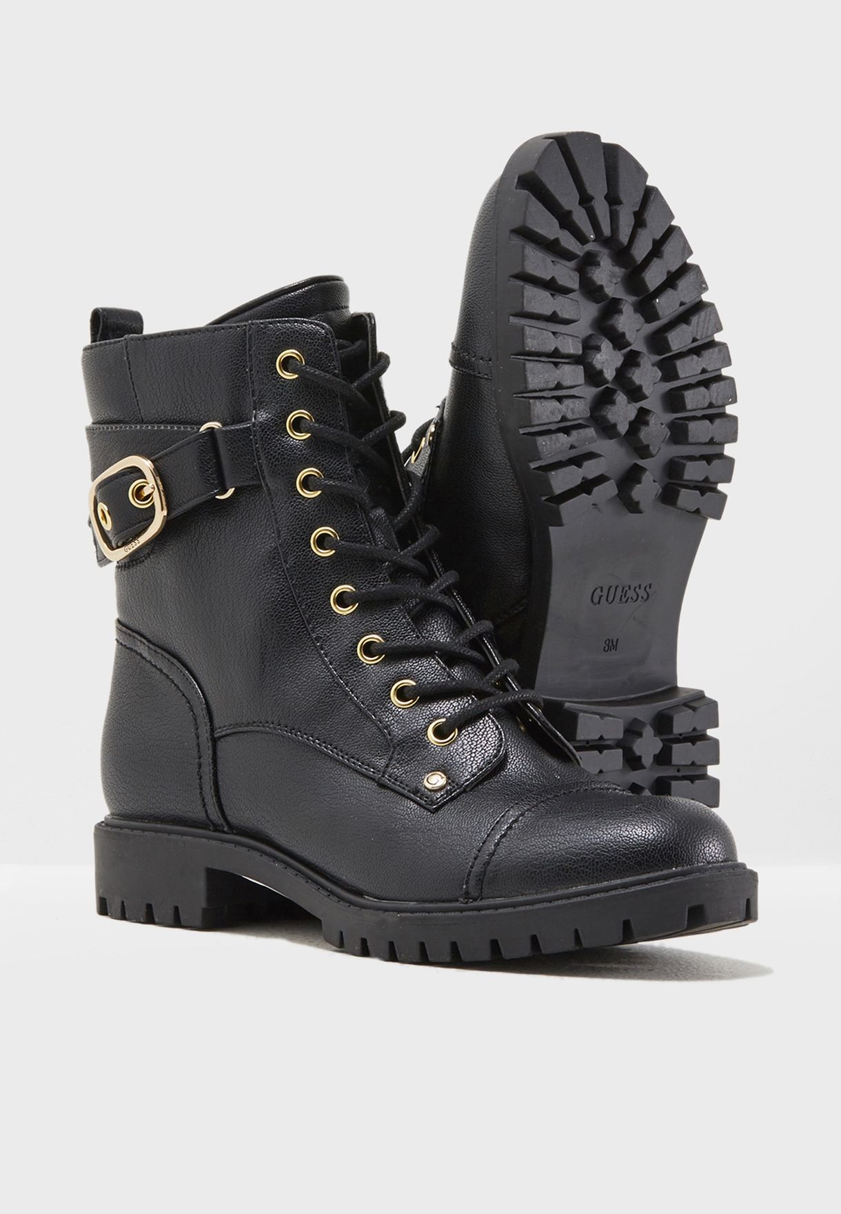 Buy Guess black Biker Lace Up Boot for 