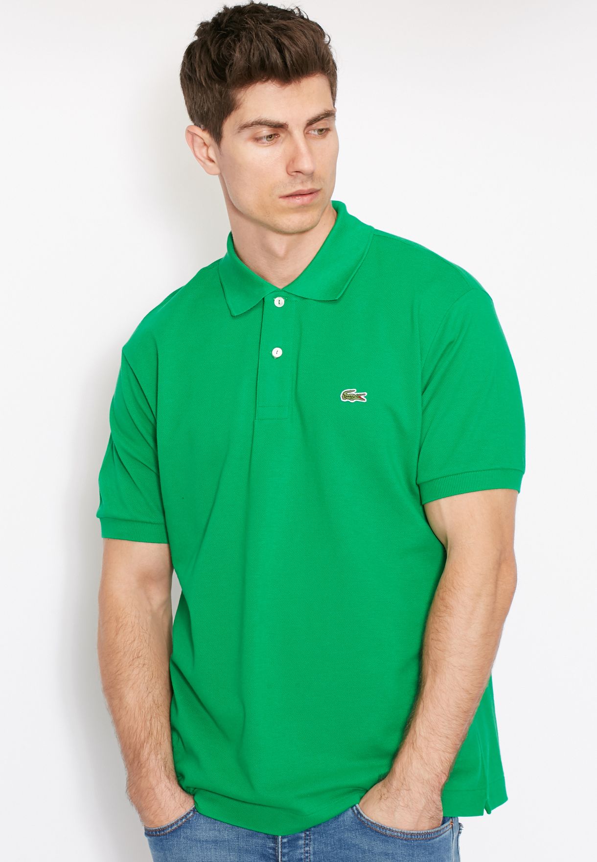 Buy Lacoste green Ribbed Collar Polo for Men in Muscat, Salalah