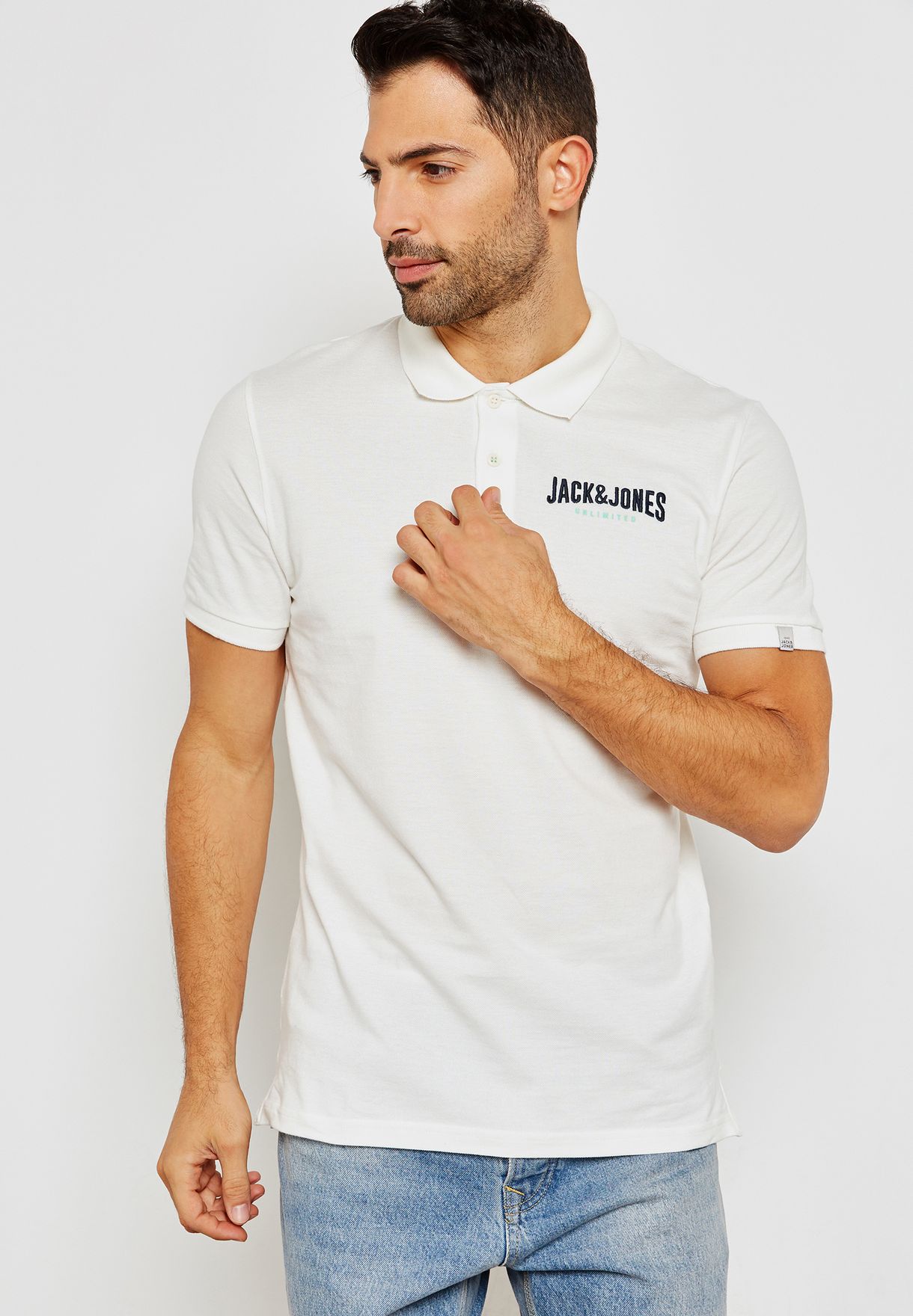 jack jones white polo shirt