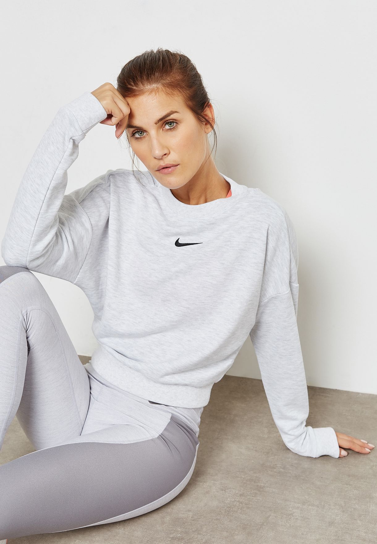 nike grey cropped sweater