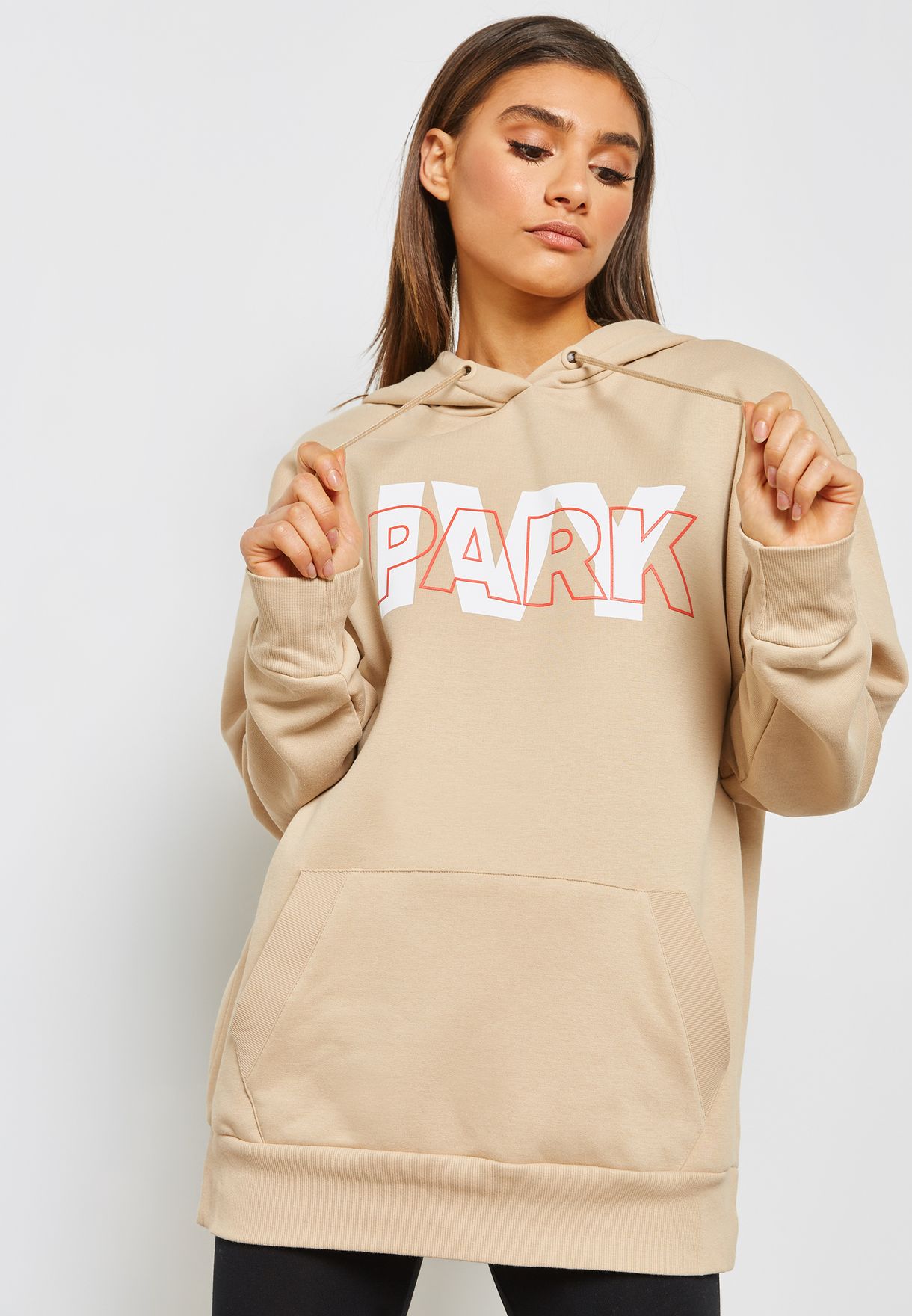 Buy Ivy Park beige Layer Logo Hoodie 