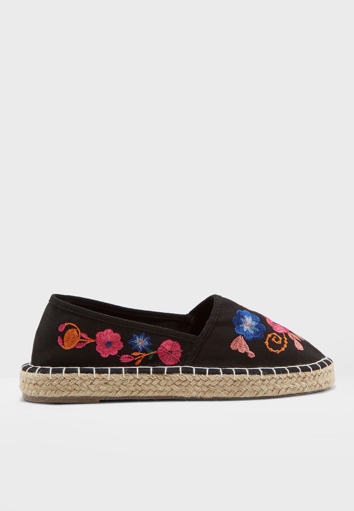 Buy South beach black Floral Embroidered Espadrilles for Women in MENA ...