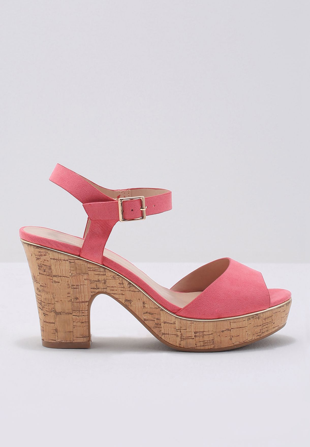cork block heel sandals
