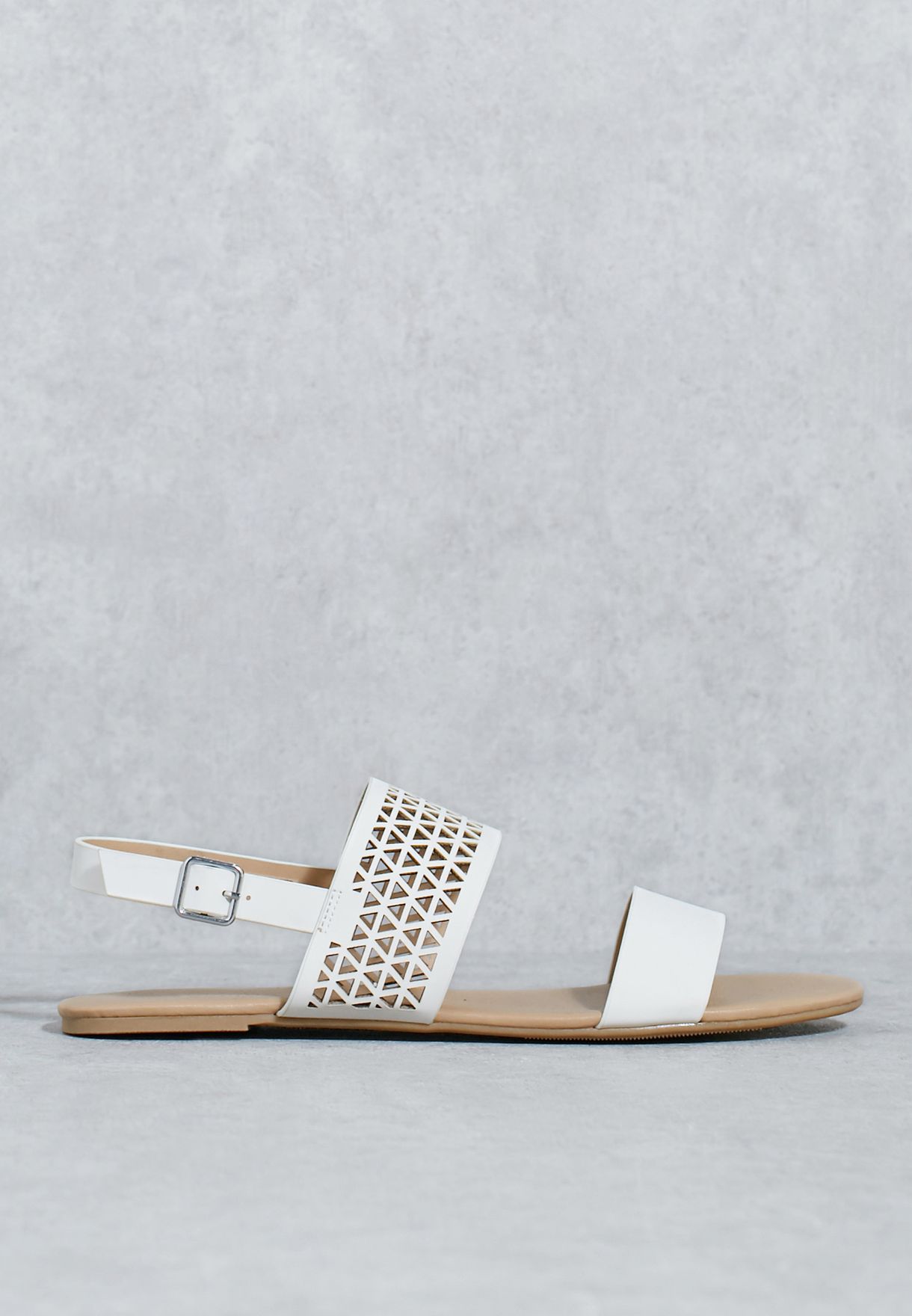 white two band sandals