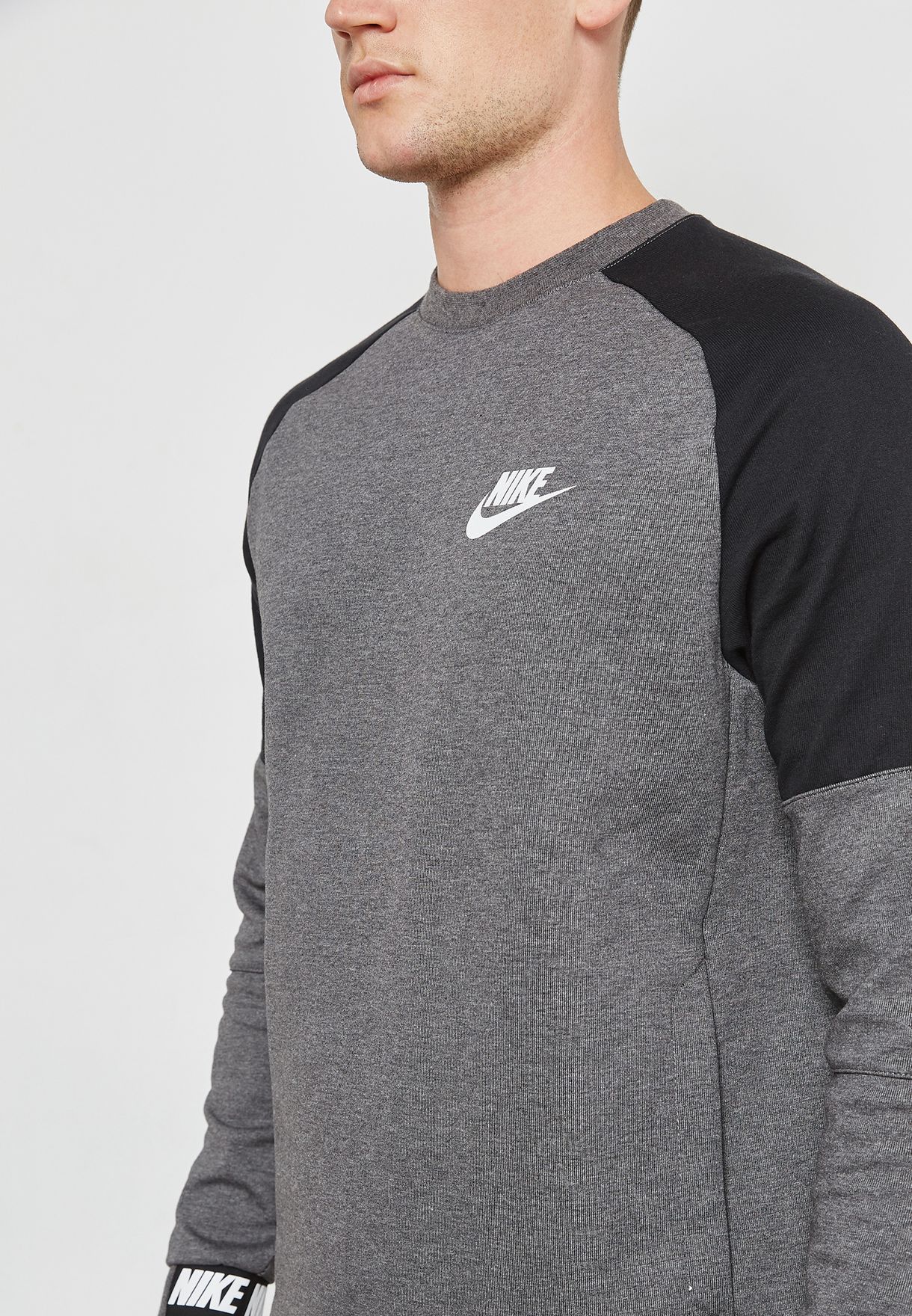 Buy Nike Grey Av15 Fleece Sweatshirt For Men In Mena Worldwide 861744 073 [ 1760 x 1220 Pixel ]